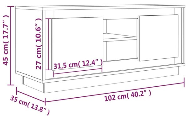 Füstös tölgy színű szerelt fa TV-szekrény 102 x 35 x 45 cm