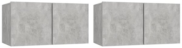 2 db betonszürke függő TV-szekrény 60 x 30 x 30 cm