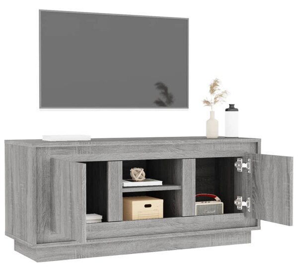 Szürke sonoma színű szerelt fa TV-szekrény 102x35x45 cm