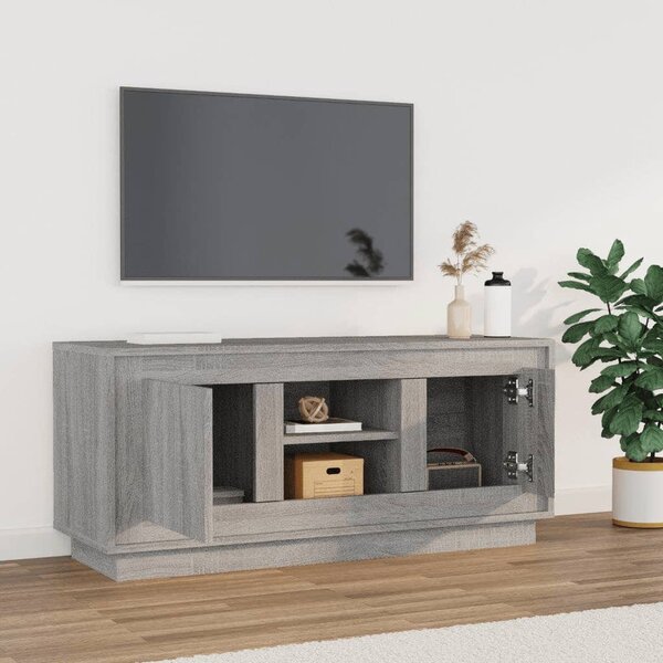 Szürke sonoma színű szerelt fa TV-szekrény 102x35x45 cm