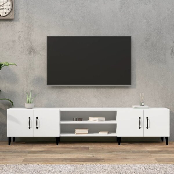 Fehér, rétegelt fa TV-szekrény 180 x 31,5 x 40 cm
