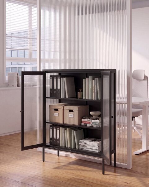 Vitrin LERRYN Fém 90 cm Fekete