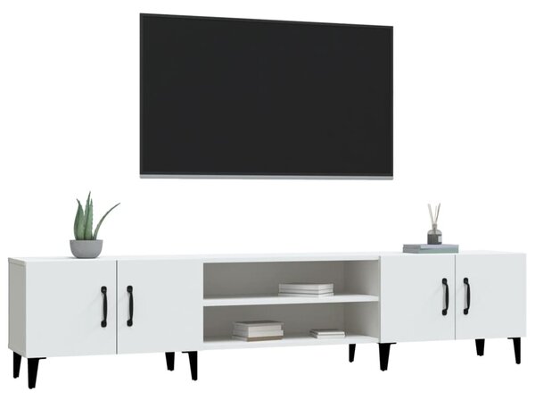 Fehér, rétegelt fa TV-szekrény 180 x 31,5 x 40 cm