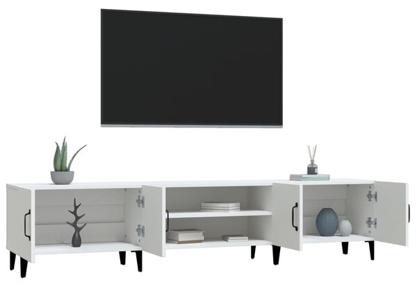 Fehér, rétegelt fa TV-szekrény 180 x 31,5 x 40 cm