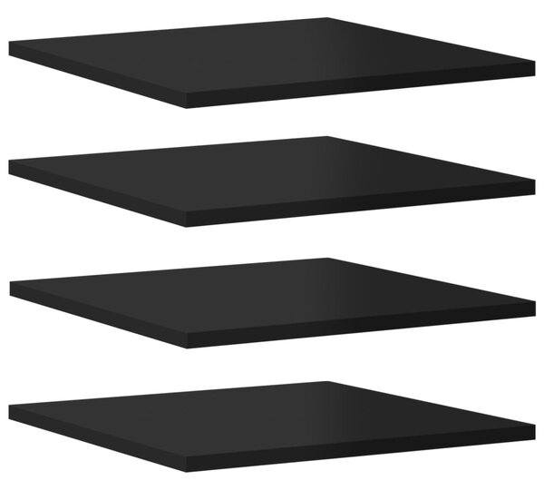 8 db magasfényű fekete szerelt fa könyvespolc 40 x 40 x 1,5 cm