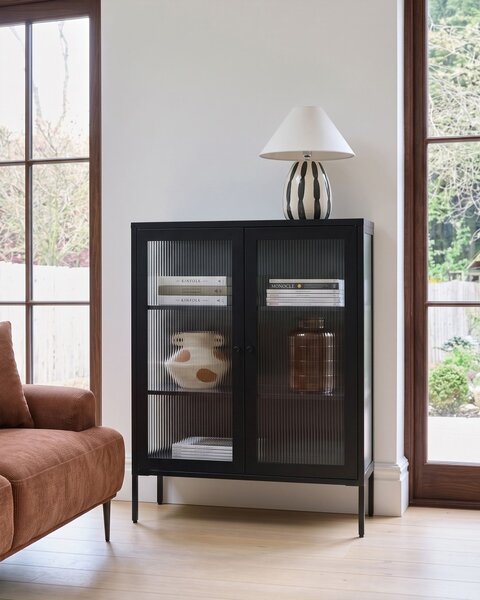Vitrin LERRYN Fém 90 cm Fekete