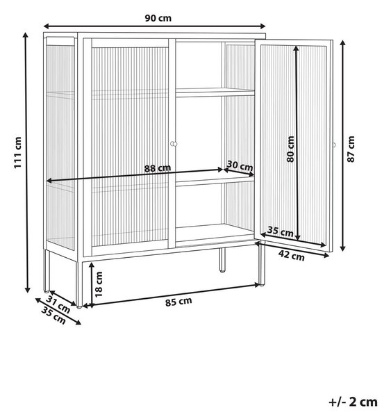 Vitrin LERRYN Fém 90 cm Fekete