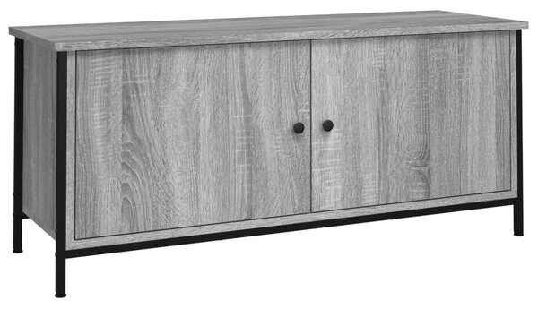Szürke sonoma színű szerelt fa TV-szekrény ajtókkal 102x35x45cm