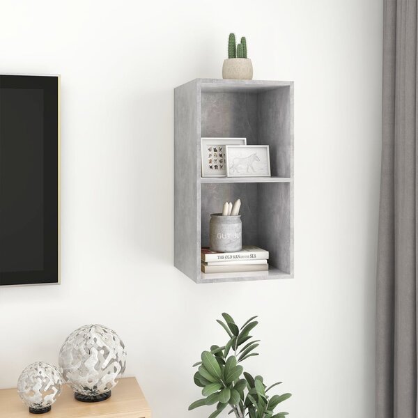 Betonszürke szerelt fa falra szerelhető TV-szekrény 37x37x72 cm