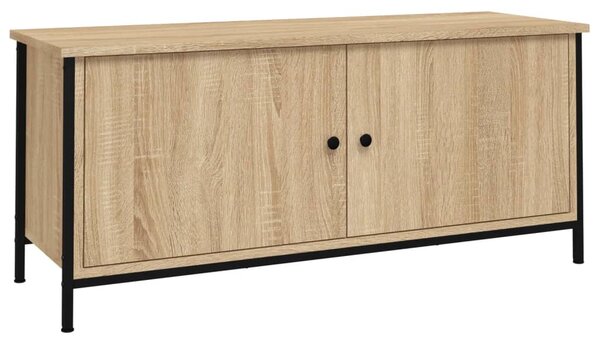 Sonoma tölgyszínű szerelt fa TV-szekrény ajtókkal 102x35x45 cm