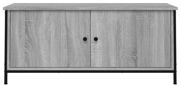 Szürke sonoma színű szerelt fa TV-szekrény ajtókkal 102x35x45cm