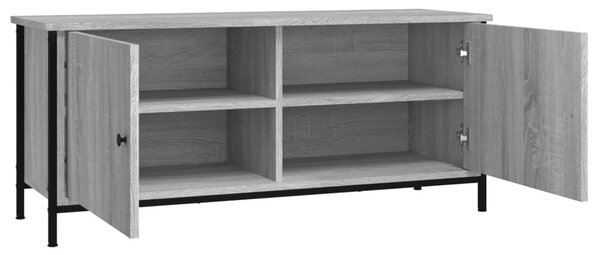 Szürke sonoma színű szerelt fa TV-szekrény ajtókkal 102x35x45cm