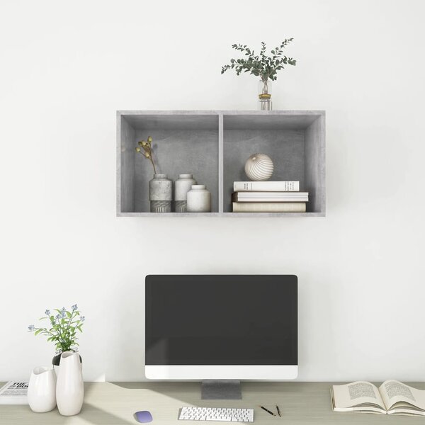 Betonszürke szerelt fa falra szerelhető TV-szekrény 37x37x72 cm