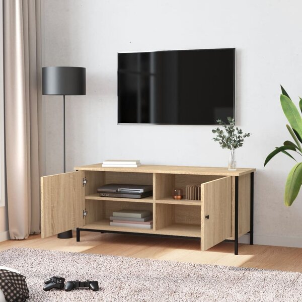 Sonoma tölgyszínű szerelt fa TV-szekrény ajtókkal 102x35x45 cm