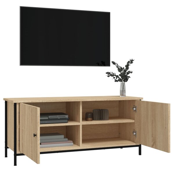 Sonoma tölgyszínű szerelt fa TV-szekrény ajtókkal 102x35x45 cm