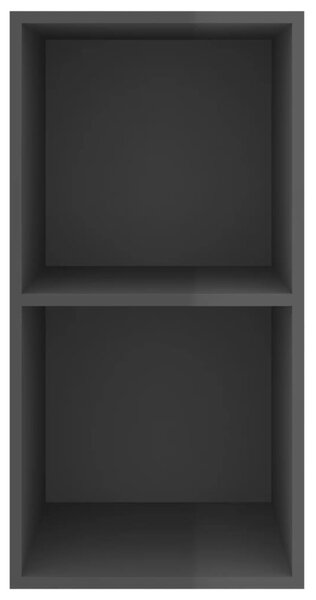 Magasfényű szürke szerelt fa fali TV-szekrény 37 x 37 x 72 cm