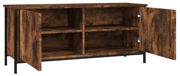 Füstös tölgy színű szerelt fa TV-szekrény ajtókkal 102x35x45 cm