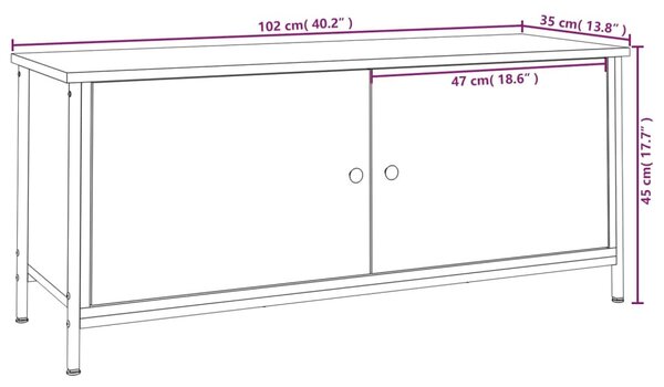 Füstös tölgy színű szerelt fa TV-szekrény ajtókkal 102x35x45 cm