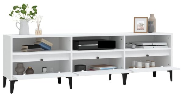 Fehér szerelt fa TV-szekrény 150 x 30 x 44,5 cm
