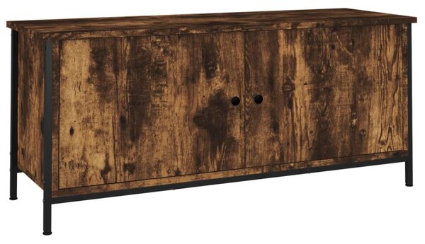 Füstös tölgy színű szerelt fa TV-szekrény ajtókkal 102x35x45 cm