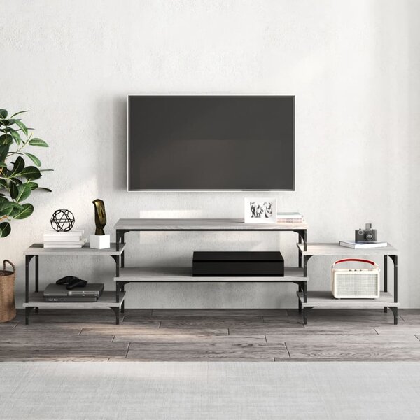 Szürke sonoma színű szerelt fa TV-szekrény 197x35x52 cm