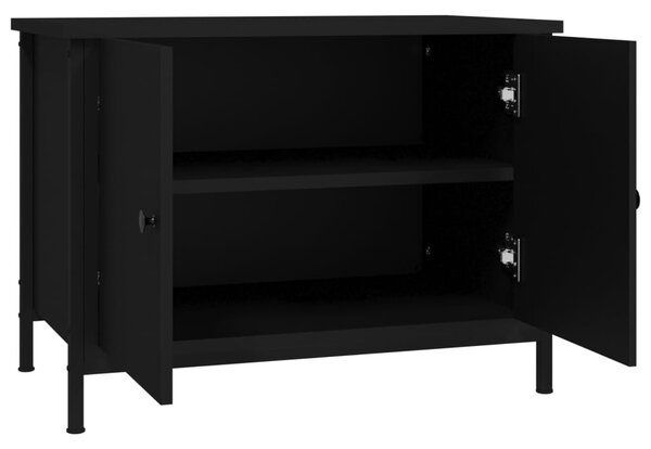 Fekete szerelt fa TV-szekrény ajtókkal 60x35x45 cm