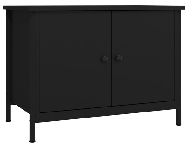 Fekete szerelt fa TV-szekrény ajtókkal 60x35x45 cm