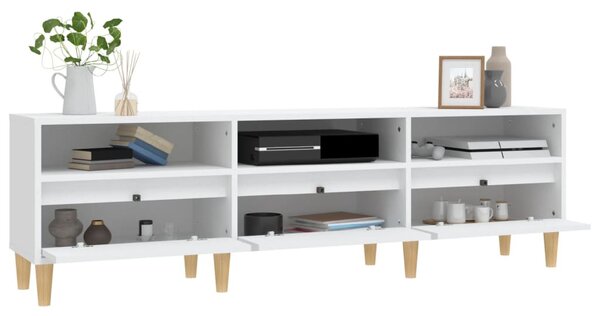 Fehér szerelt fa TV-szekrény 150 x 30 x 44,5 cm
