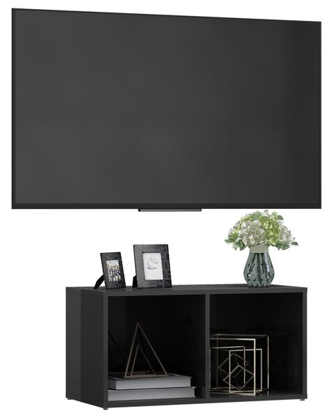 Magasfényű szürke szerelt fa TV-szekrény 72 x 35 x 36,5 cm