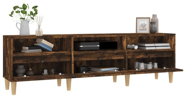 Füstös tölgy színű szerelt fa TV-szekrény 150 x 30 x 44,5 cm