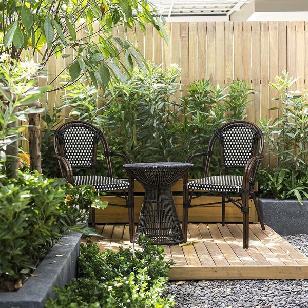 King Home Cafe Paris ARM Kerti Szék Szett Szintetikus Rattan Fekete-Fehér 6 db