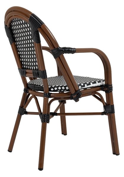 King Home Cafe Paris ARM Kerti Szék Szett Szintetikus Rattan Fekete-Fehér 6 db