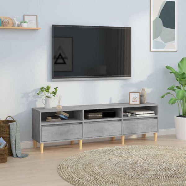 Betonszürke szerelt fa TV-szekrény 150x30x44,5 cm