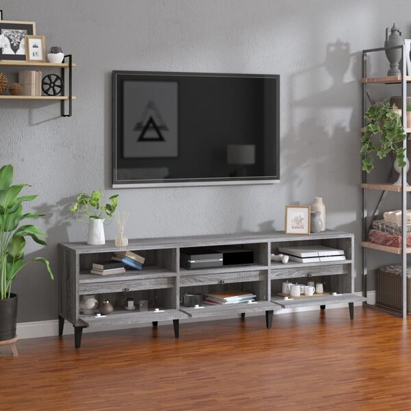 Szürke sonoma színű szerelt fa TV-szekrény 150x30x44,5 cm