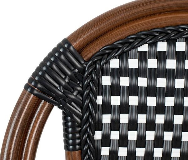 King Home Cafe Paris ARM Kerti Szék Szett Szintetikus Rattan Fekete-Fehér 6 db