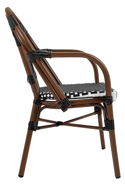 King Home Cafe Paris ARM Kerti Szék Szett Szintetikus Rattan Fekete-Fehér 6 db