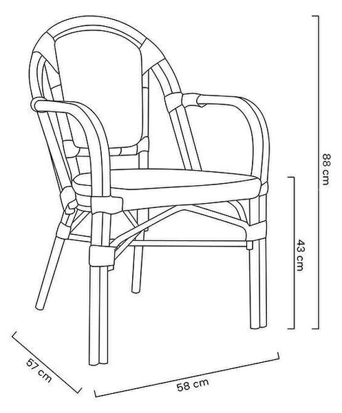 King Home Cafe Paris ARM Kerti Szék Szett Szintetikus Rattan Fekete-Fehér 6 db