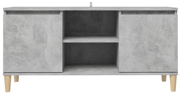 Betonszürke TV-szekrény tömör falábakkal 103,5 x 35 x 50 cm