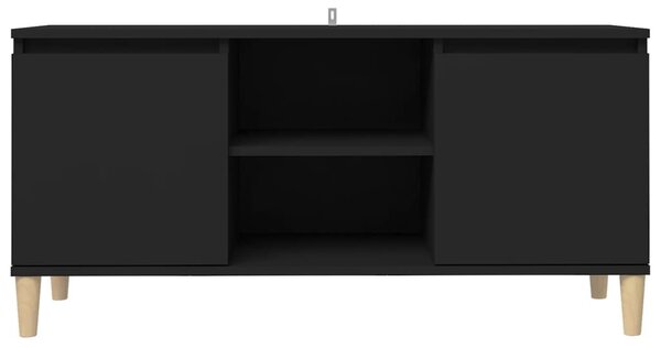 Fekete TV-szekrény tömör falábakkal 103,5 x 35 x 50 cm