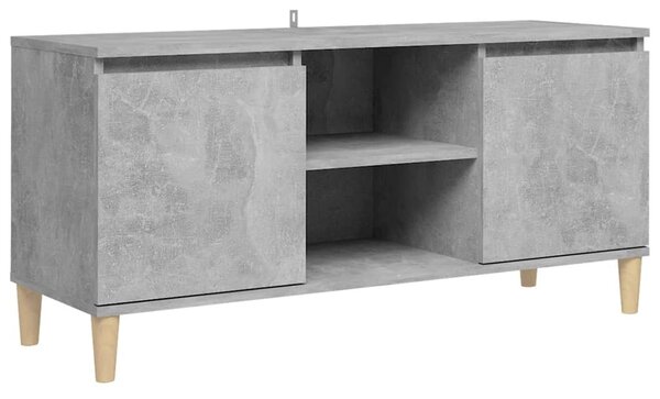 Betonszürke TV-szekrény tömör falábakkal 103,5 x 35 x 50 cm