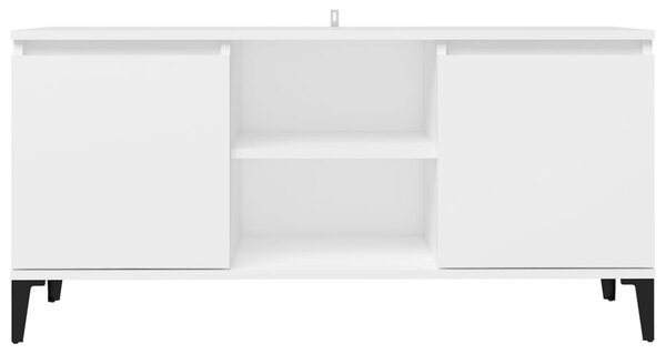 Fehér TV-szekrény tömör fémlábakkal 103,5 x 35 x 50 cm