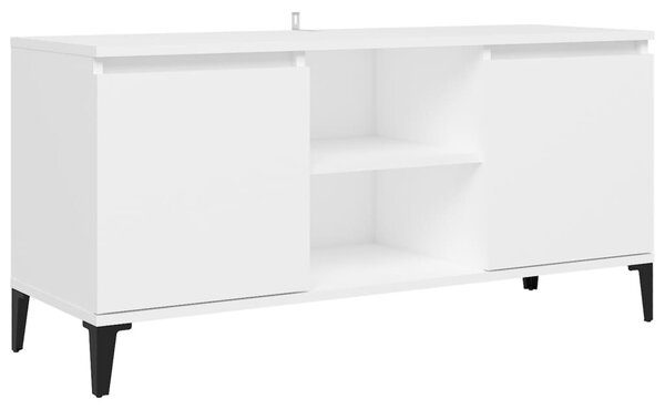 Fehér TV-szekrény tömör fémlábakkal 103,5 x 35 x 50 cm