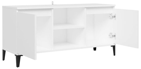Fehér TV-szekrény tömör fémlábakkal 103,5 x 35 x 50 cm