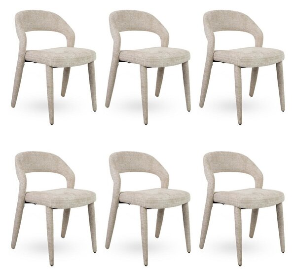 MaMaison KOS Étkezőszék Készlet Szenilszövet Bézs Elegáns Design (6 db)