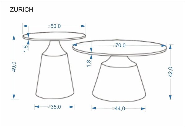 Dohányzóasztal szett (2 db), 70 cm, travertin / kasmír - CRISTAL
