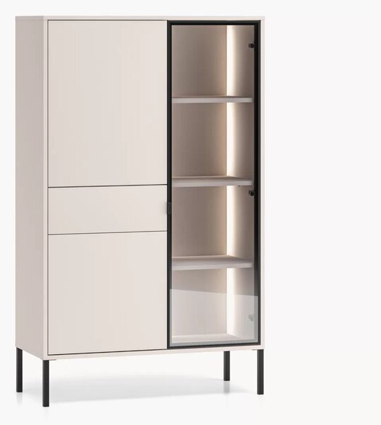 Harmona fiókos világítású magas vitrin 92 cm - kasmír