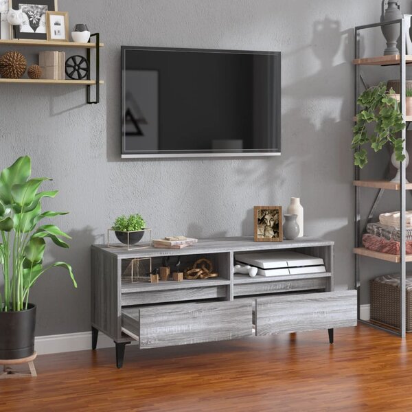 Szürke sonoma színű szerelt fa TV-szekrény 100x34,5x44,5 cm