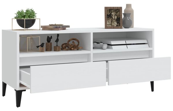 Fehér szerelt fa TV-szekrény 100x34,5x44,5 cm