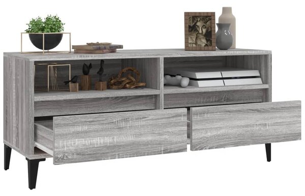 Szürke sonoma színű szerelt fa TV-szekrény 100x34,5x44,5 cm
