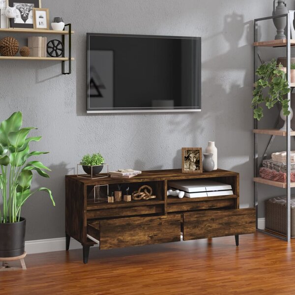 Füstös tölgy színű szerelt fa TV-szekrény 100x34,5x44,5 cm